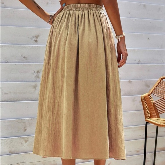 NEW Solid Tie Front A-Line Skirt - Picture 2 of 5